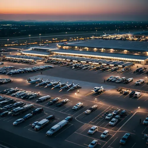 parkeerplaatsen vanuit de lucht gezien rondom weeze airport